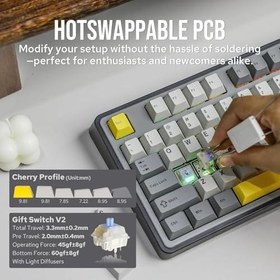 Resim Coverzone Ajazz AK980 Ekranlı Mekanik Klavye RGB, Tam Boy Hot-Swap 3 Modlu 8000 Mah Batarya Oyun Klavyesi, Bluetooth /2.4g Kablosuz/Type-C Kablolu Siyah/Gift Switch 