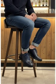 Resim Caffcas Hakiki Deri Lacivert Casual Spor Erkek Ayakkabı 1458-51 