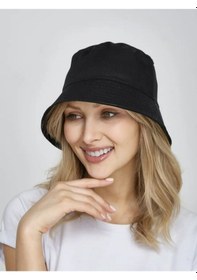 Resim Myroyal Unisex Siyah Kova Şapka, Düz Balıkçı Bucket Şapka Siyah 