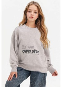Resim Defacto Kız Çocuk Relax Fit Bisiklet Yaka Baskılı Sweatshirt G3807a825wngr379 Gri-gr379 