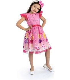 Resim Pembe Barbie Taçlı Kız Çocuk Doğum Günü Parti Elbisesi-pembe Pembe 