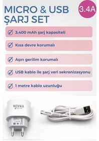 Resim Novka NVK12 Micro Usb Girişli 3.4 A Şarj Cihazı 1 M 