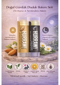 Resim Hurraw Almond Ve Moon Dudak Balmı 2 Li Set %100 Doğal Vegan Gece Ve Günlük Bakım 