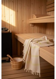 Resim Pamuk , Yumuşak , Lüks Banyo Havlusu Peştamal 100 X 180 Cm - Sarı Sarı 