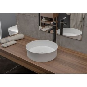 Resim Bocchı Vessel Tezgah Üstü Yuvarlak Vessel 38CM. Lavabo - P. Beyaz 