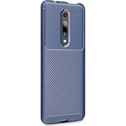 Resim Xiaomi Mi 9T Kılıf Negro Karbon Dizayn Silikon+Nano Glass Lacivert 