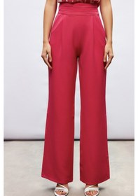 Resim Kuşak Detaylı Cepli Kumaş Pantolon- Pembe Renk-108 Pembe 