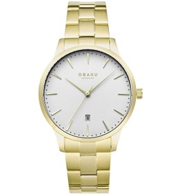 Resim Obaku Denmark V247xdgısg Quartz Çelik Altın Rengi Beyaz Kadran Safir Cam 42 Mm Erkek Kol Saati Altın 