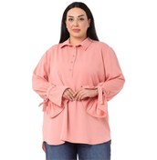 Resim Büyük Beden Kolları Bağlama Detaylı Gül Kurusu Gömlek-gül Kurusu Gülkurusu 