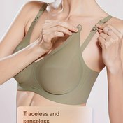 Resim 1 adet Kadınlar için Şık Yüksek Destekli Emzirme Sütyeni, Örme Kumaş, Dikişsiz Jelly Kayış, Yumuşak Elastik Destek, Normal Beden, Çıkarılabilir Pedler, Düğme Detayı, Yüksek Esneklik, İnce Astar, Tüm Mevsimler için 180g/m² Kumaş Ağırlığı 