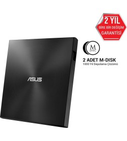 Resim ASUS ZenDrive U7M 1000 Yıl M-Disc USB 2.0 Harici DVD Yazıcı SDRW-08U7M-U Siyah 