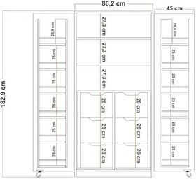 Resim ZEYTUNHOME 165 Derece Açılabilir 2 Kapaklı, 6 Çekmeceli, Kavanoz Raflı Kiler ve Erzak Mutfak Dolabı (BEYAZ) 