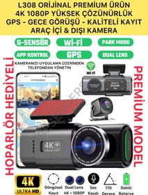 Resim Besenders L308 4K 1080P Full HD Çift Kamera GPS Wifi G Sensör Gece Görüş Ön Arka İç Kayıt Araç İçi Dışı Kamera 