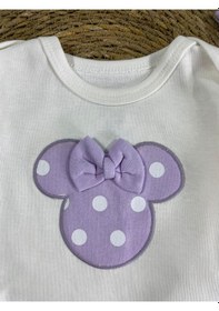 Resim Bebicix Puantiyeli Fiyonklu Bereli Alttan Çıtçıtlı Kız Bebek Takım Mor 