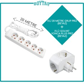 Resim Viko 5'li Beyaz Grup Priz + Beyaz Yonca Plus Golyat 