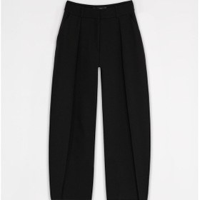 Resim Kadın Siyah Derin Pileli Varil Pantolon Siyah 