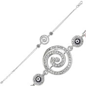 Resim Silver Round Evil Eye Women's Bracelet 