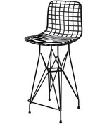 Resim Knsz orta boy tel bar sandalyesi 1 li mağrur syhbonar 65 cm oturma yüksekliği mutfak bahçe cafe ofis 