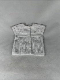 Resim RELYA Bebek Unisex Beyaz Makina Yünü tülermez Düğmeli Yelek 6 12 Aylık En 27 CM Boy 30 CM 