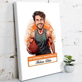 Resim Karikatürlü En Başarılı Erkek Basketbolcu Kanvas Tablo 