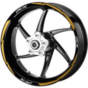 Resim Deeb Motosiklet Jant Şeridi Universal Racing Sarı Beyaz Model X 