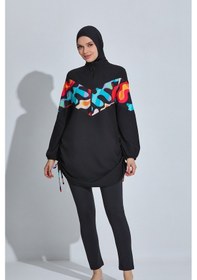 Resim Spor Likra Tam Kapalı Tesettür Mayo 6225 Siyah12 Siyah 