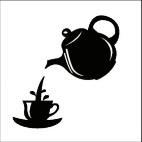 Resim Demlik ve Fincan Temalı Sticker 20 x 20 cm 