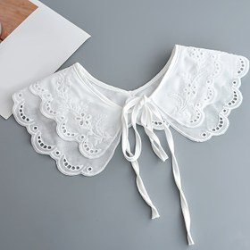 Resim 1 Adet Kadınlar için Beyaz Şifon Şal, Çıkarılabilir Yaka, Güneş Koruyucu, Nefes Alabilen, Seksi ve Basit Tasarım Günlük Kullanım İçin 