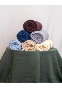 Resim 4 Katlı Müslin Yatak Örtüsü - Battaniye Pike %100 Organik Pamuk Dört Mevsim Yumuşak Gots Sertifikalı Açik Mavi 