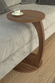 Resim Limnizza Yuvarlak Tekerlekli C Sehpa Koltuk Yanı Laptop Masası Modern Zigon Yan Sehpa Salon Ofis 