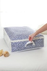 Resim Pencereli Yaprak Lacivert Baza Altı Yastık Yorgan Kazak Hurcu / 60x45x15 