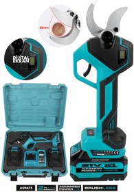 Resim ASSUR 21V Çift Akülü 40 mm Ağaç Odun Dal Kesme Makinesı Şarjlı Dijital Budama Makası Mavi 