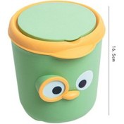 Resim Geeroyoo Masaüstü Kapaklı Çöp Kutusu - Yeşil Kartoon Göz Desenli - Küçük Boy - Yatak Odası Ofis Dekoratif Saklama Kutusu 