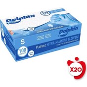 Resim Dolphin Pudrasız Nitril Muayene Eldiveni S Beden Mavi 100'lü 20 Paket 
