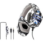 Resim Digital Computer Home Ovleng GT88 Usb+3.5mm Kablolu Kulak Üstü Oyun Kulaklığı Kamuflaj Ergonomik LED Işıklı E-Spor Kulaklık-Kamuflaj Gri (Yurt Dışından) 