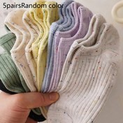 Resim 5 Çift Kadınların Renkli Polka Dot Çorapları - Rastgele Renkli Sprey Tasarımıyla Yumuşak Ayak Bileği Çorapları, Nefes Alabilen Tüm Mevsim Çorapları, Günlük ve Resmi Giyim İçin Şirin Çoraplar, Moda Çoraplar, Rahat Uyum 