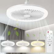 Resim 1 adet Modern LED Tavan Fanı Işığı, Ayarlanabilir Fonksiyon, Sessiz Çalışma ve Aromaterapi Özelliği - Uzaktan Kumanda, Çoklu Yönlü Fan, İç Mekan Kullanımı için Şık Tasarım, Rahat Aydınlatma için Ayarlanabilir Parlaklık, İç Mekan Kullanımı için Tavan Fanı | Modern LED Işık | E27 Tabanlı Fan, Tavan Fanı için LED Işıklar 