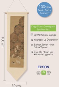 Resim Duvar Halısı Pinterest Dekoru, Hokusai Sanat Serisi 100cm Kanvas Flama Askılı Duvar Örtüsü NO:662 - Renkli - 15 / 30 x 100 