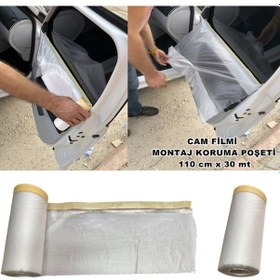 Resim Araç Cam Filmi Montaj Poşeti Kapı Koruma Örtüsü Naylon 110Cmx30Mt (534739067) 