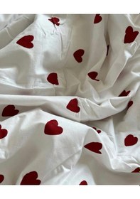 Resim Tek Kişilik Desenli Nevresim Takımı Lastikli Çarşaf Ve 1 Yastık Kılıfı Kırmızı-beyaz 