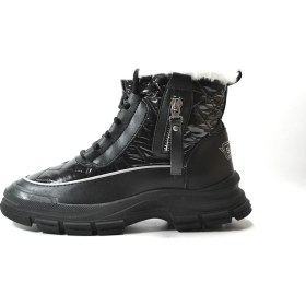 Resim Gamelu Bowl Siyah Kürklü Kaymaz Taban Kadın Kar Bot 