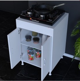 Resim Modilayn Aymen 2 Kapaklı 1 Raflı 59,6 X 85 X 56 Cm Set Ocak Özel Ölçü Üretim 2 Geniş Yüksek Derin Göz Bölmeli Tezgah Yanı Hazır Mutfak Dolabı 