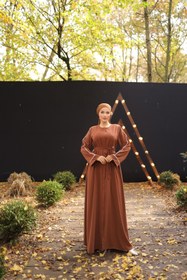 Resim Nissra Ankanoor Medine İpeği Gizli Patlı Biyeli Abaya Kol Ferace 145cm Anka255058 