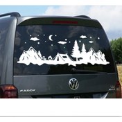 Resim Melek Pazarı 120 X 42 Cm Kamp Çadırı Ve Dağ Manzarası Karavan Sticker 