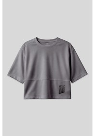 Resim Tommy Life Koyu Gri Polyester Nefes Alan Dokulu İnce Esnek Oversize Fit Performans Kadın T-shirt - 97284 Koyu Gri 