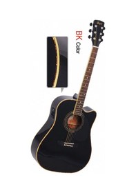 Resim Cort Ad880Cebk Elektro Akustik Gitar Siyah Ladin Kapak Arka 