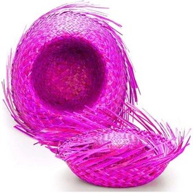Resim Mey İthalat Tropikal Parti Pembe Fuşya Hasır Hawaii Şapkası 13x36 Cm Diğer 