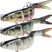 Resim 1/2 Adet 13,7 cm/5,4 inç 25 g/0,9 oz Sekiz Bölmeli Çok Bağlantılı Yem Tatlısu/Tuzlu Su Balıkçılığı Taklması Levrek Taklması Yavaş Batan Gerçekçi Yüzme Yemi Seti 