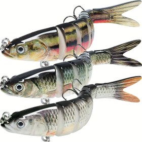 Resim 1/2 Adet 13,7 cm/5,4 inç 25 g/0,9 oz Sekiz Bölmeli Çok Bağlantılı Yem Tatlısu/Tuzlu Su Balıkçılığı Taklması Levrek Taklması Yavaş Batan Gerçekçi Yüzme Yemi Seti 