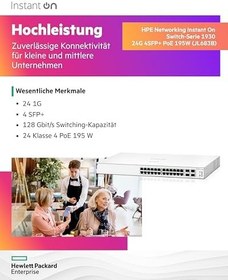 Resim HPE - AN INSTANT ON WIRED(I5)BTO Aruba Instant On 1930 28P PoE Gb Ethernet L2+ Smart Switch | 24xGE PoE (195W) | 4x1G/10G SFP+ | EU Europe Cord (JL683B#ABB) 